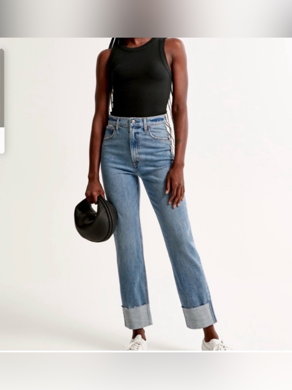 NWT!! Abercrombie & Fitch Ultra High rise ankle straight jeans cuff hem 26